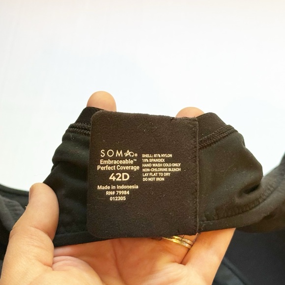 Soma Embraceable Perfect Coverage Bra Size 42D Black Underwire NEW - Picture 6 of 6